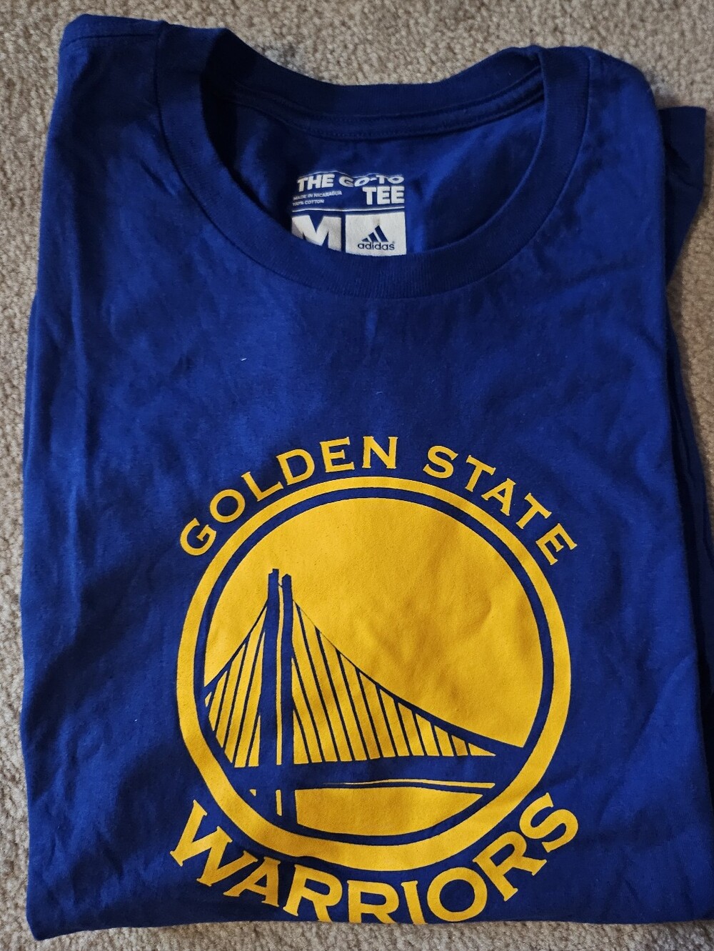 adidas Royal Blue & Yellow Golden State Warriors Tee
